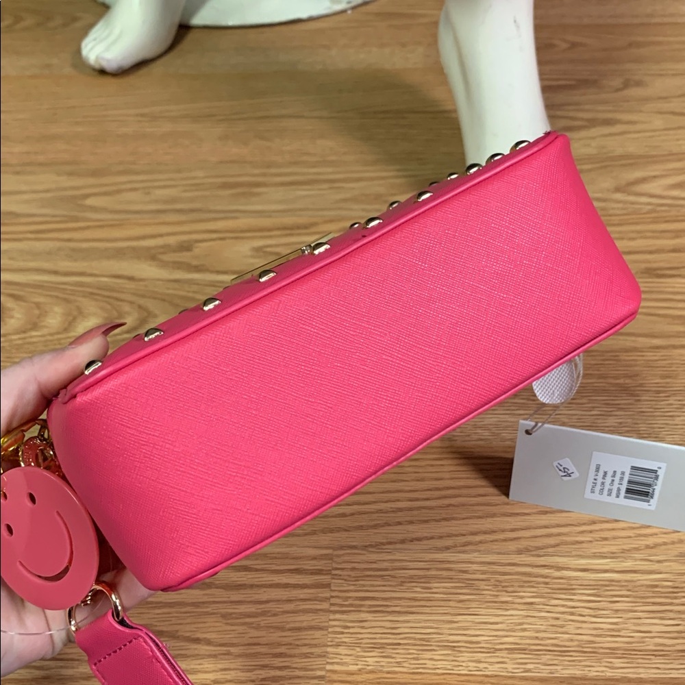 Valentino Orlandi Vibrant Pink Crossbody Bag with Gold Accents new - Picture 2 of 4